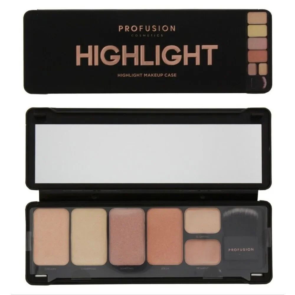 PROFUSION COSMETICS - NWT "Highlight" Makeup Case, 6-Shade Palette. Travel Ready